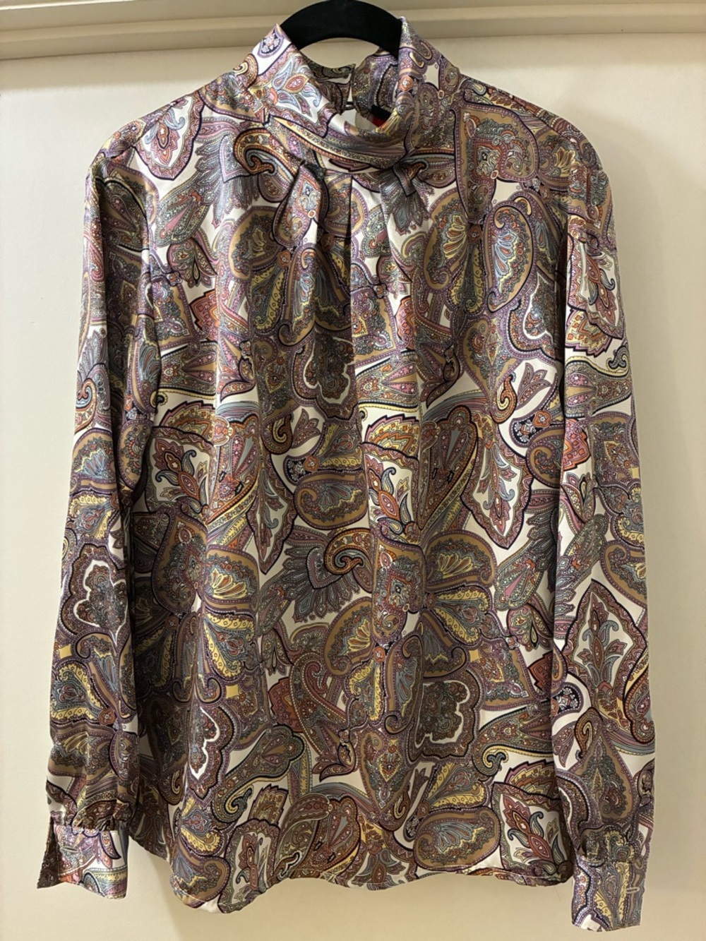 Vintage Notations Size 6 Retro Office Chic Blouse Satin feel